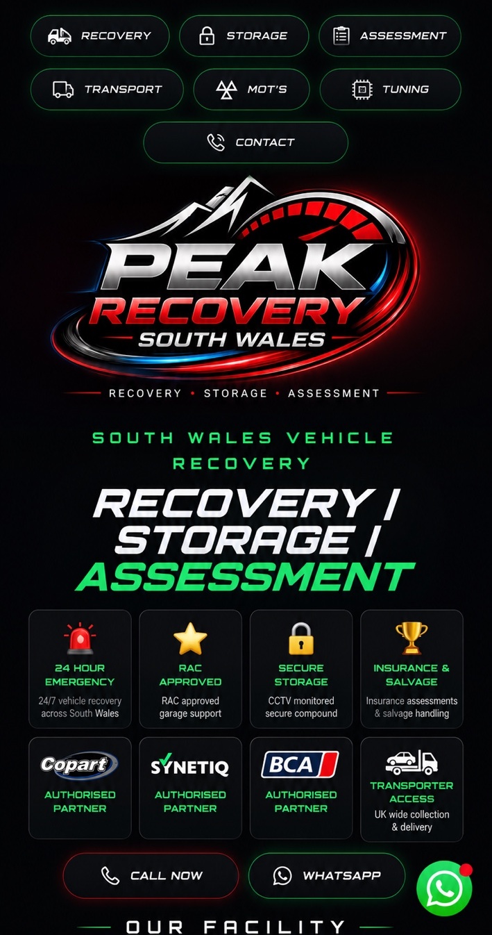 Peak Recovery South Wales homepage
